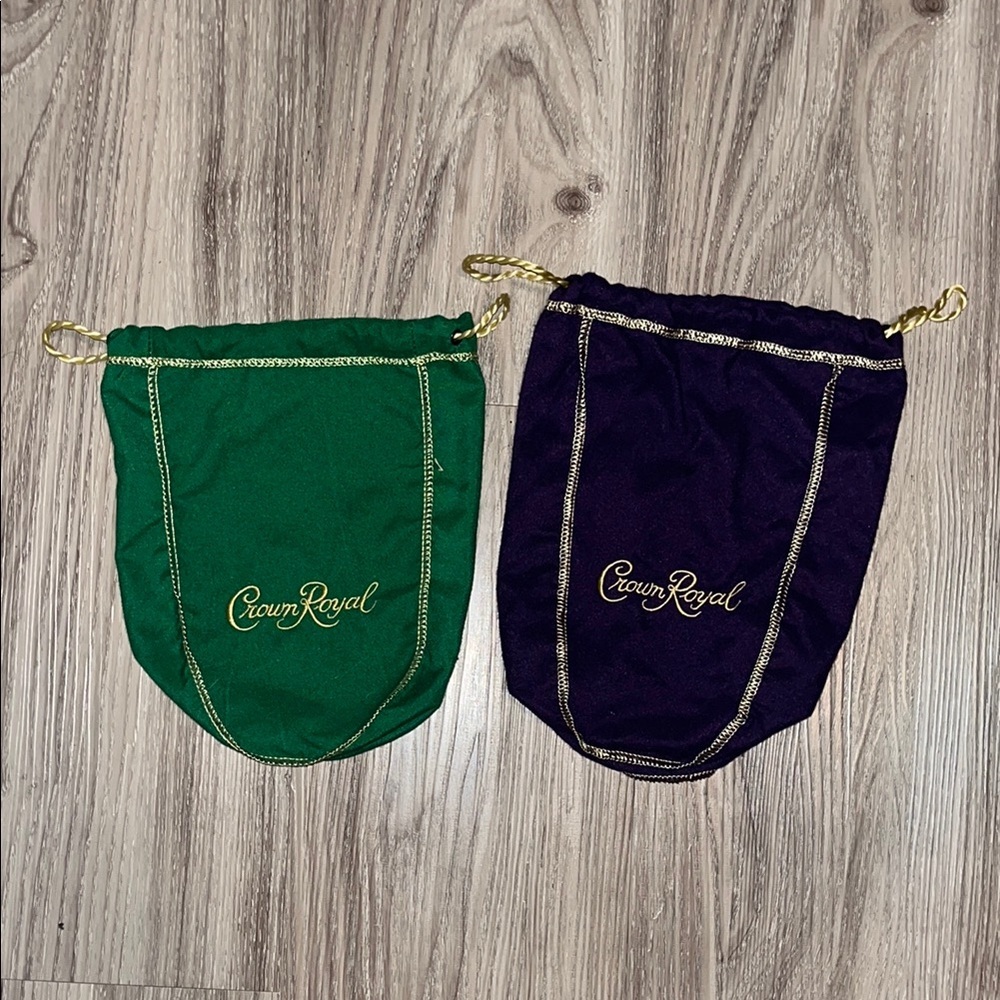 Green and Purple Velvet Drawstring Crown Royal Bags